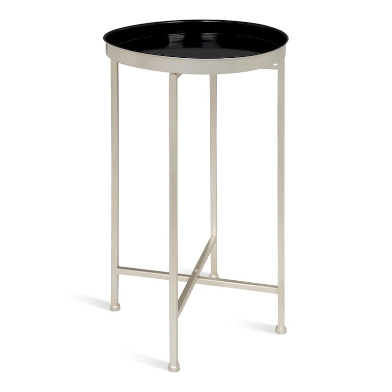 Table d'appoint pliante ronde en métal | 14 po x 25,75 po