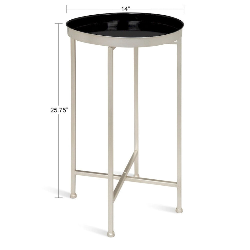 Table d'appoint pliante ronde en métal | 14 po x 25,75 po