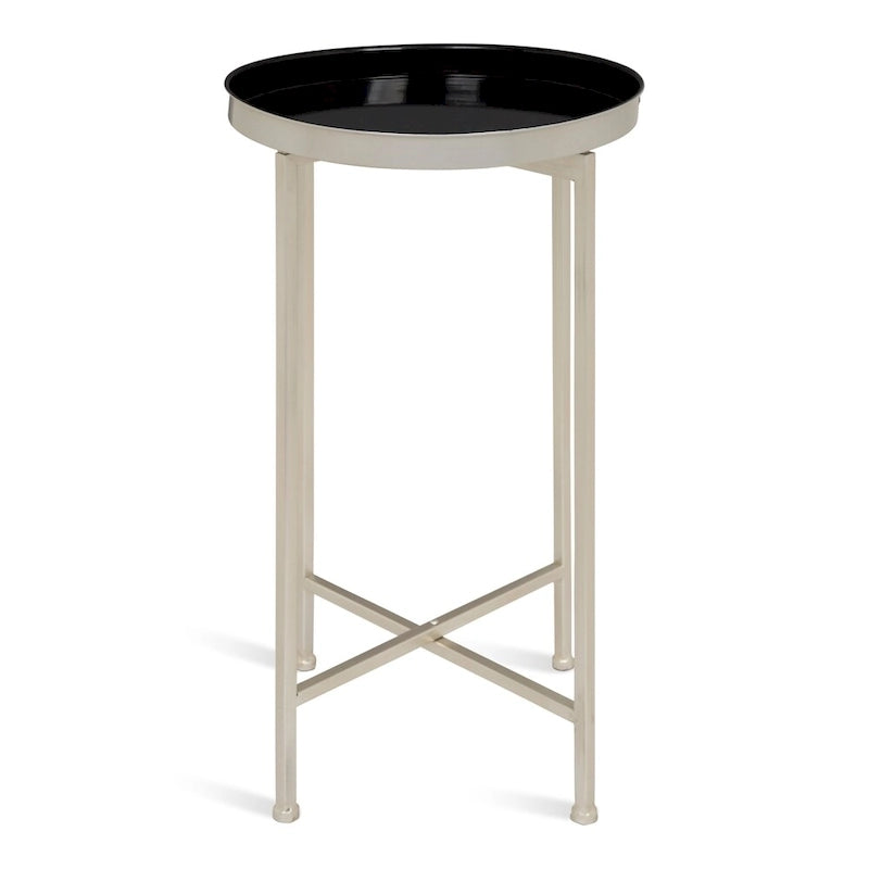 Table d'appoint pliante ronde en métal | 14 po x 25,75 po