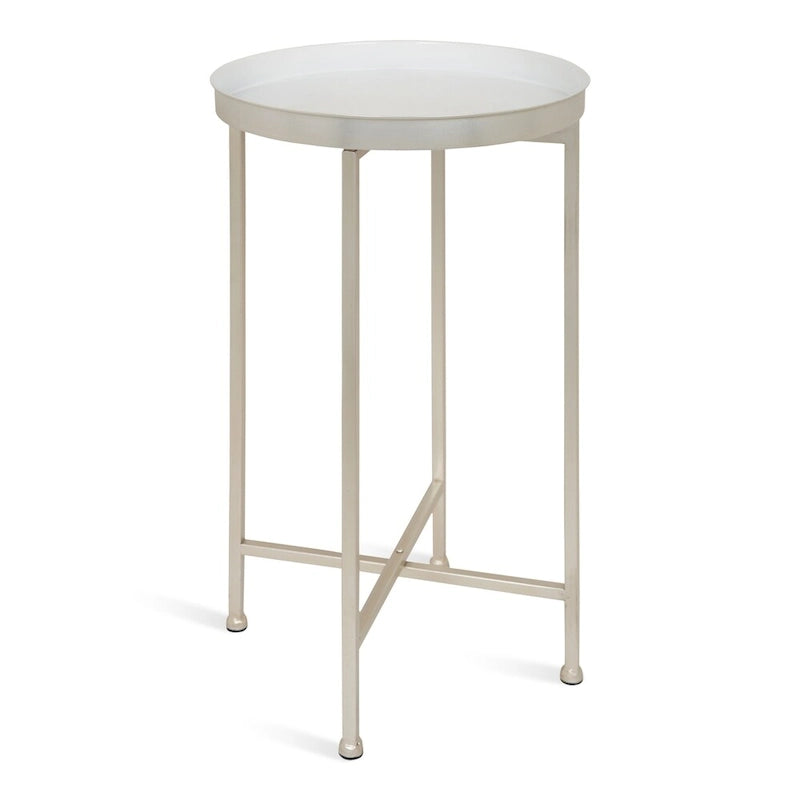 Table d'appoint pliante ronde en métal | 14 po x 25,75 po