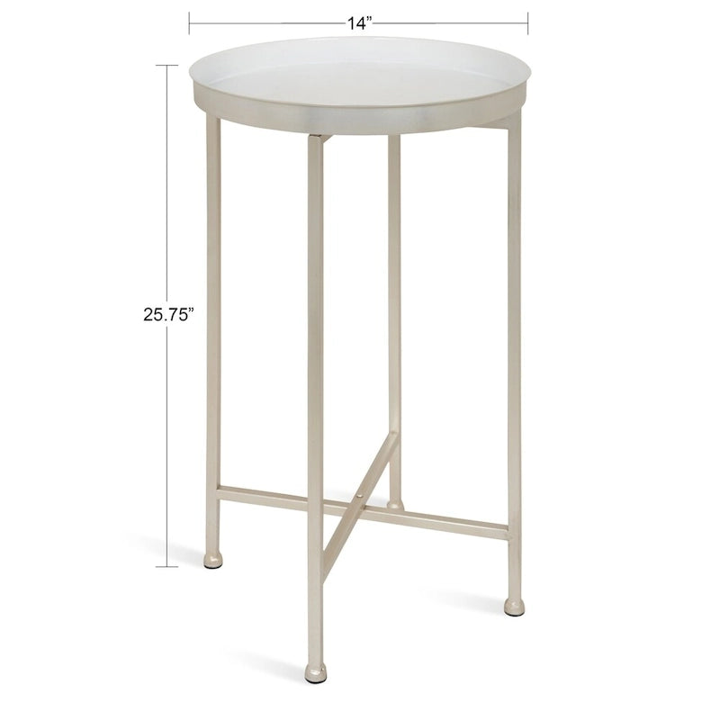 Table d'appoint pliante ronde en métal | 14 po x 25,75 po