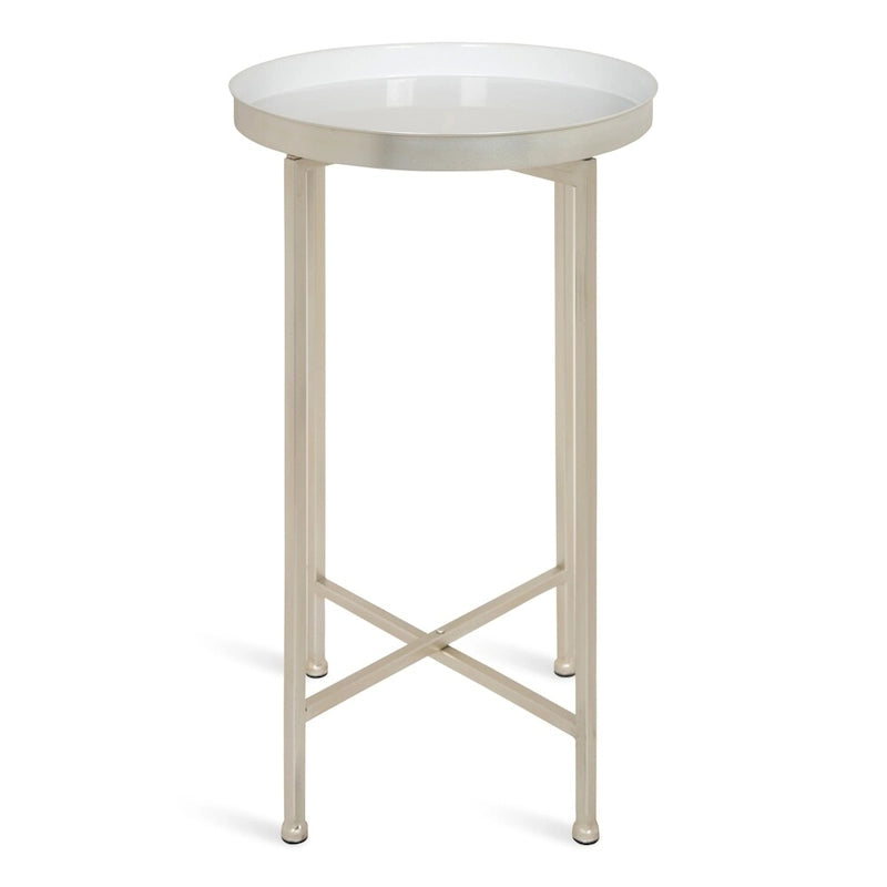 Table d'appoint pliante ronde en métal | 14 po x 25,75 po