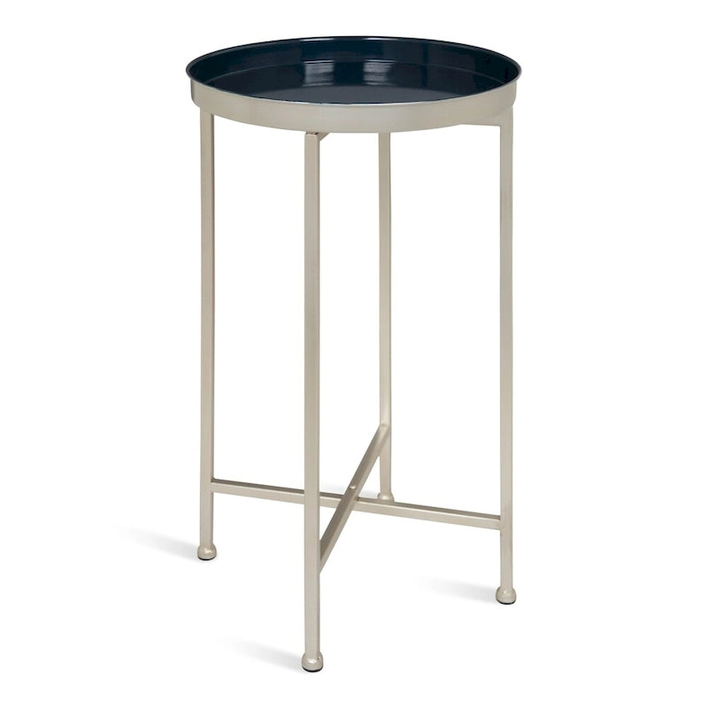 Table d'appoint pliante ronde en métal | 14 po x 25,75 po