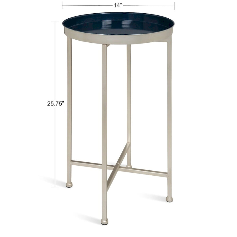 Table d'appoint pliante ronde en métal | 14 po x 25,75 po