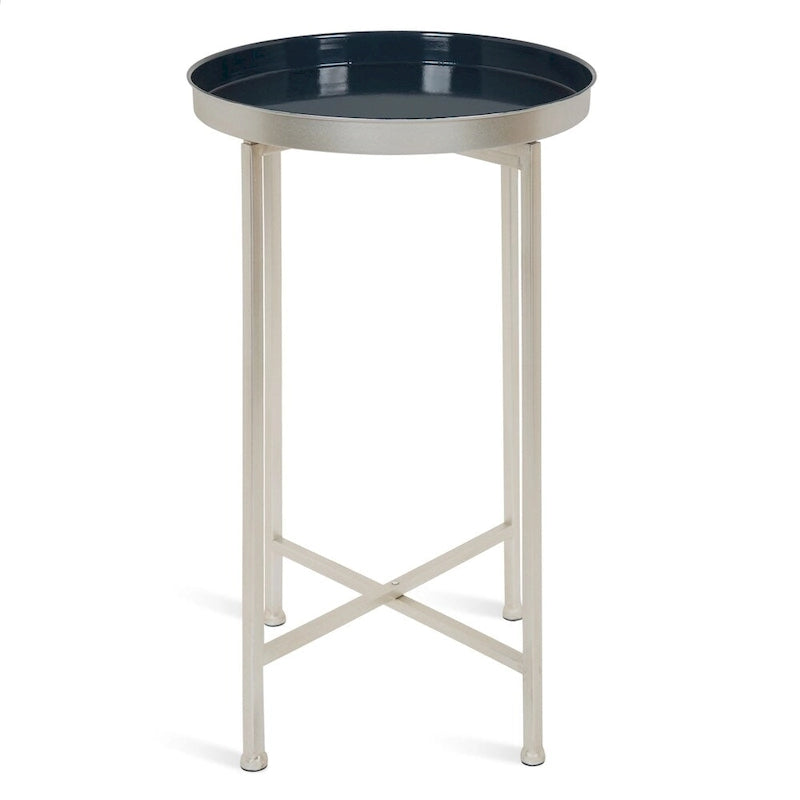 Table d'appoint pliante ronde en métal | 14 po x 25,75 po