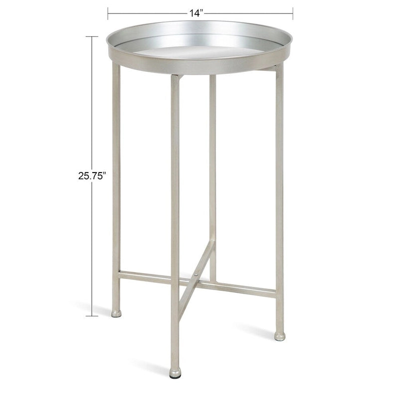 Table d'appoint pliante ronde en métal | 14 po x 25,75 po