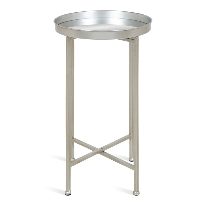 Table d'appoint pliante ronde en métal | 14 po x 25,75 po