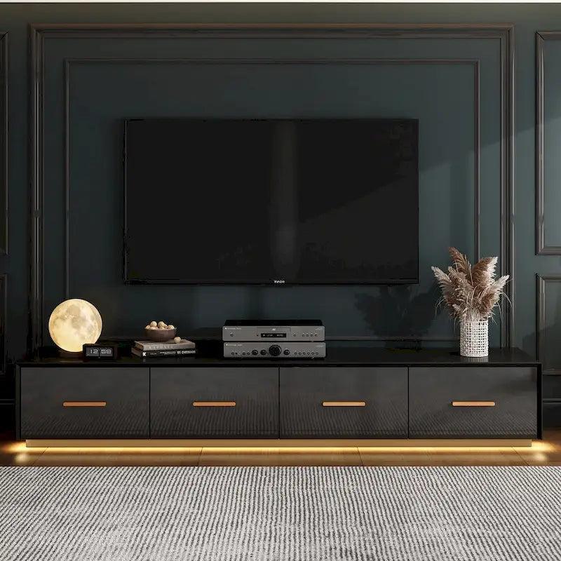 Console TV flottante murale de 70,9" avec portes à ouverture par poussée