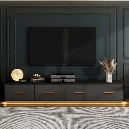 Console TV flottante murale de 70,9" avec portes à ouverture par poussée