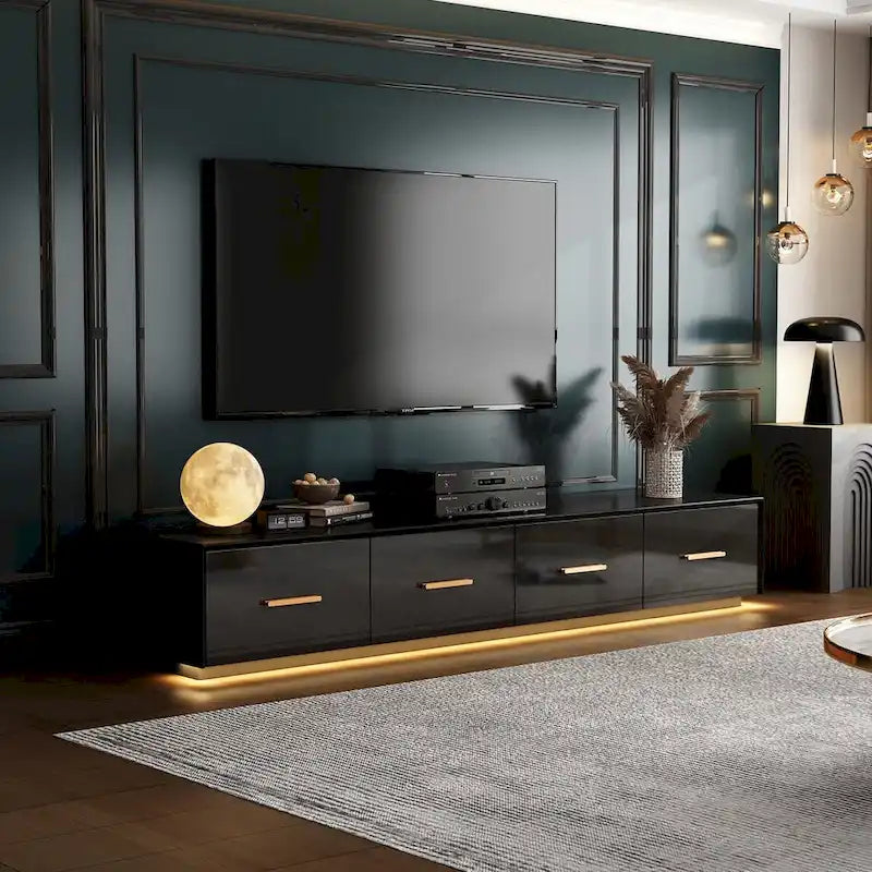 Console TV flottante murale de 70,9" avec portes à ouverture par poussée