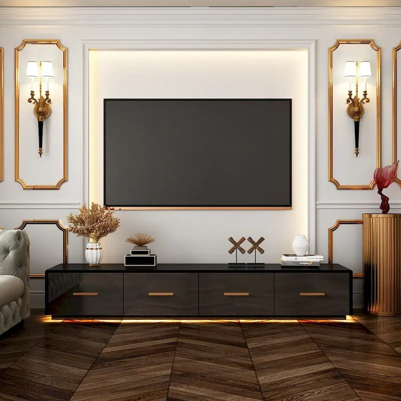 Console TV flottante murale de 70,9" avec portes à ouverture par poussée