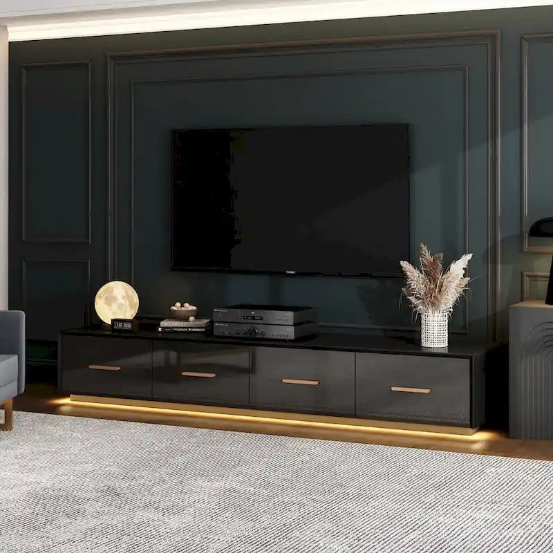 Console TV flottante murale de 70,9" avec portes à ouverture par poussée
