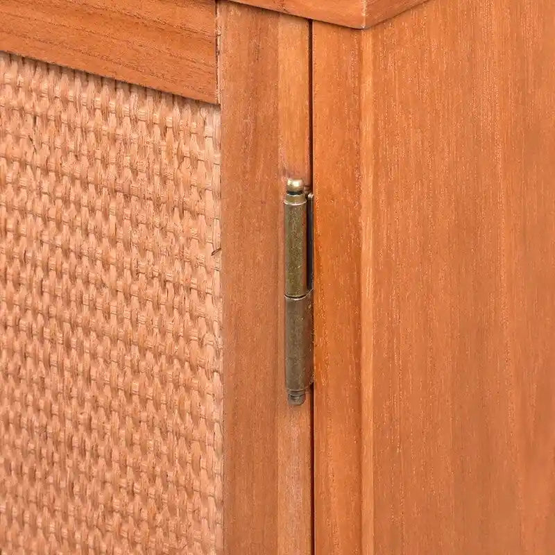 Meuble de rangement 3 portes en rotin et bois blond clair